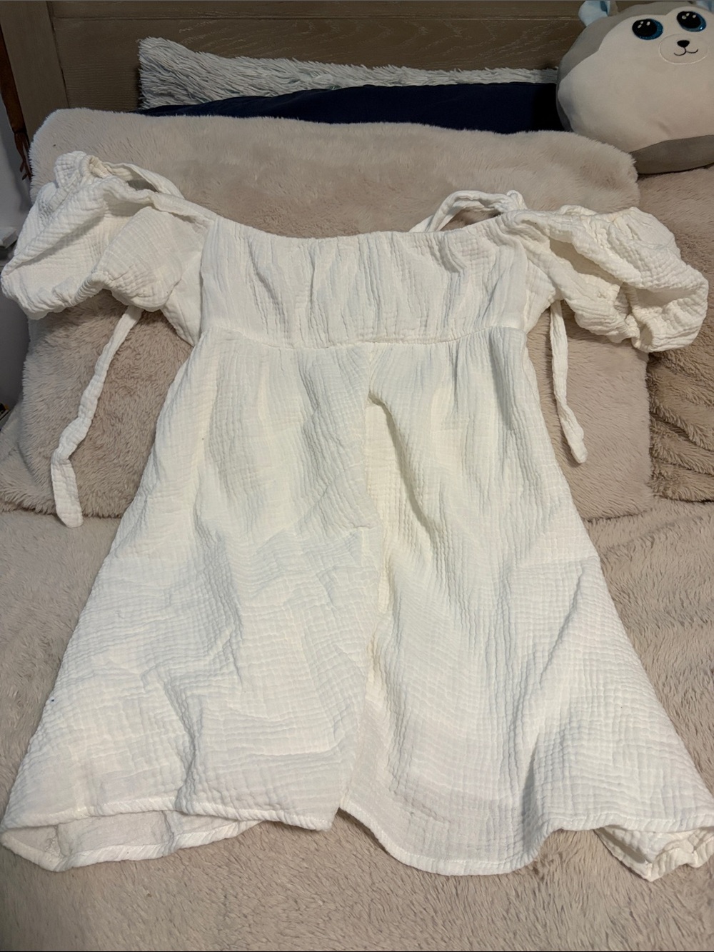 Princess Polly White Off-Shoulder Puff Sleeve Dress